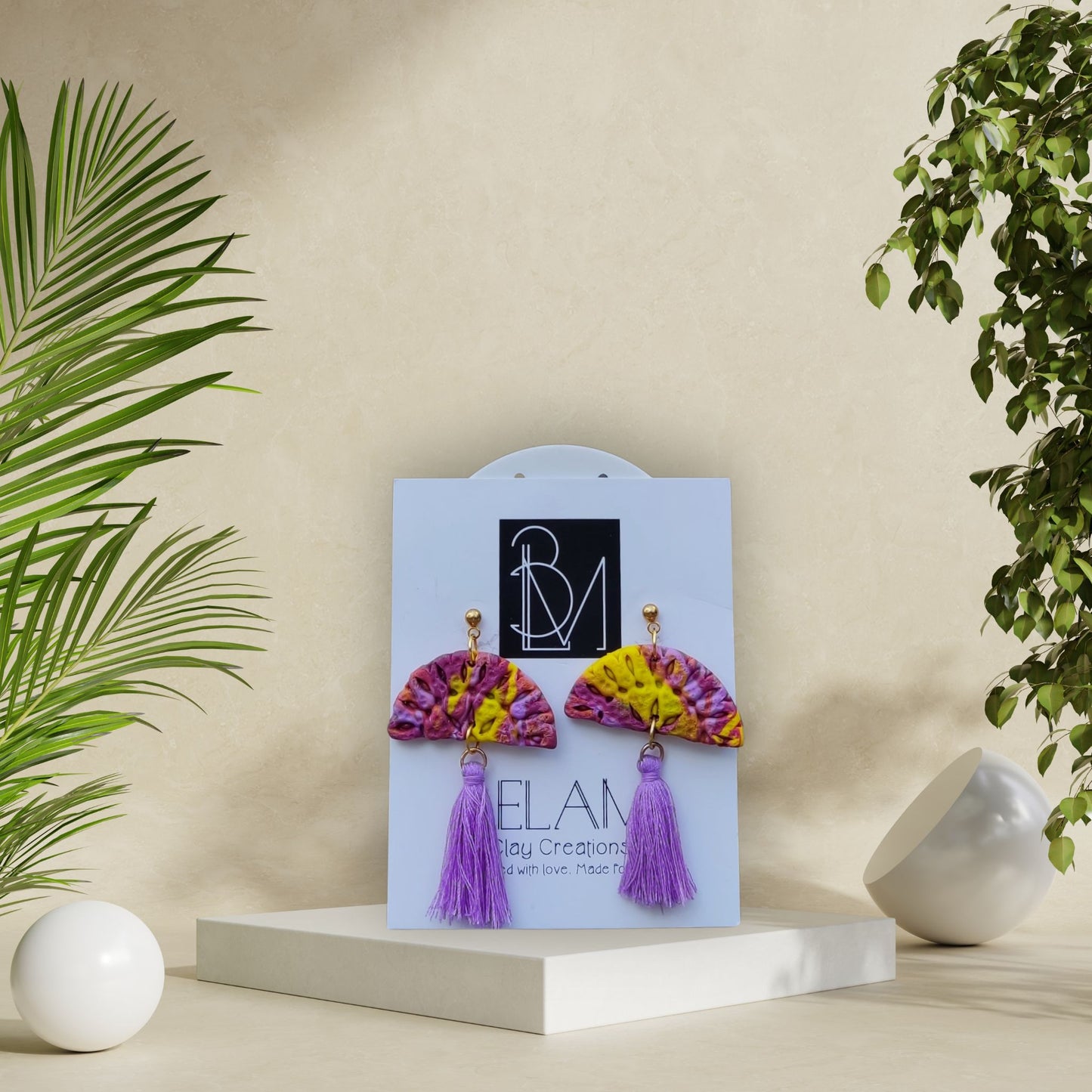 FIESTA FAN – Colorful Textured Tassel Drops