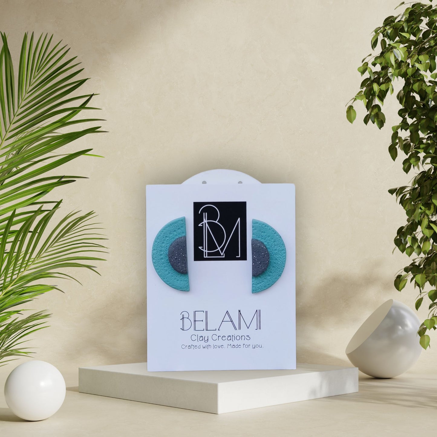 OCEAN ARC – Σκουλαρίκια με Ημικύκλιο σε Μπλε & Γκρι