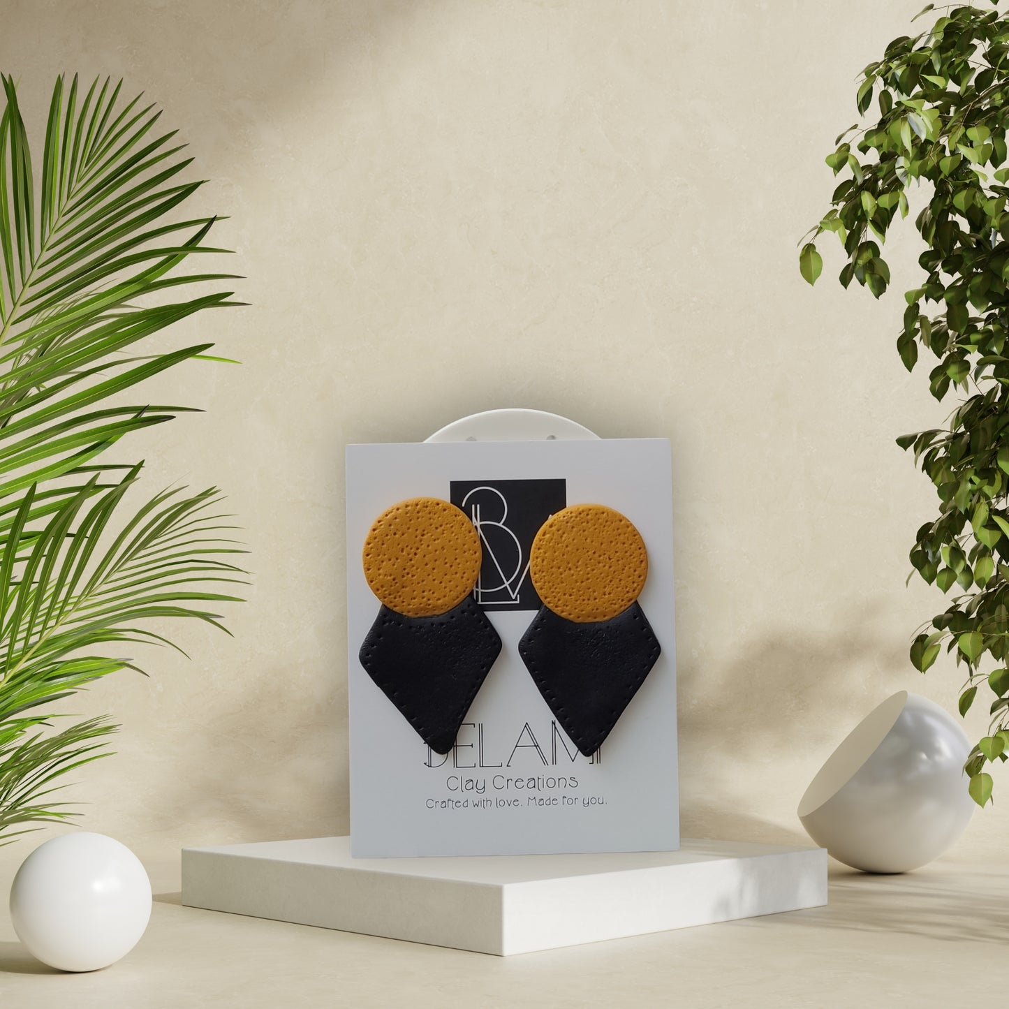 ONYX SUN – Geometric Statement Earrings