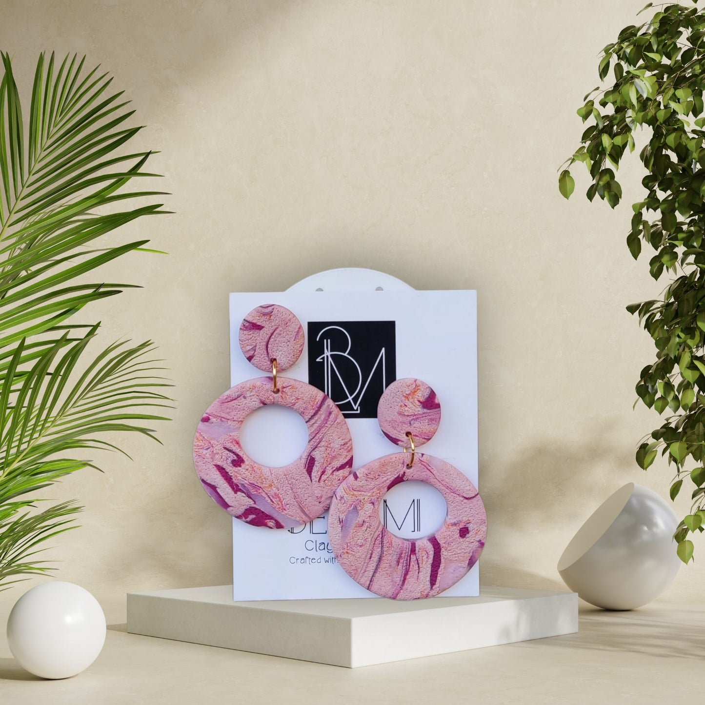 PINK CRUSH – Σκουλαρίκια Statement από Πολυμερικό Πηλό