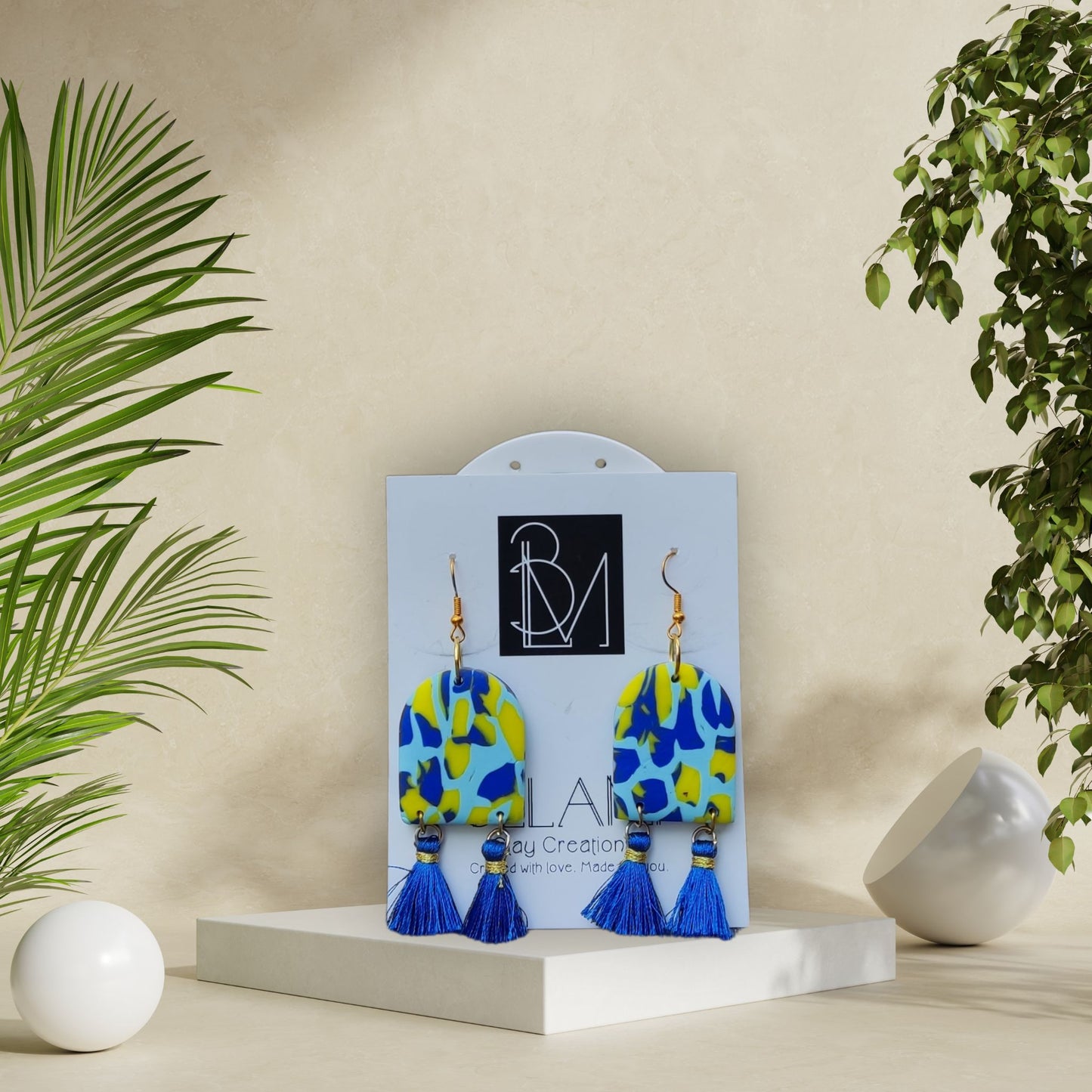 AZURE LEOPARD – Boho Κρεμαστά με Φούντες