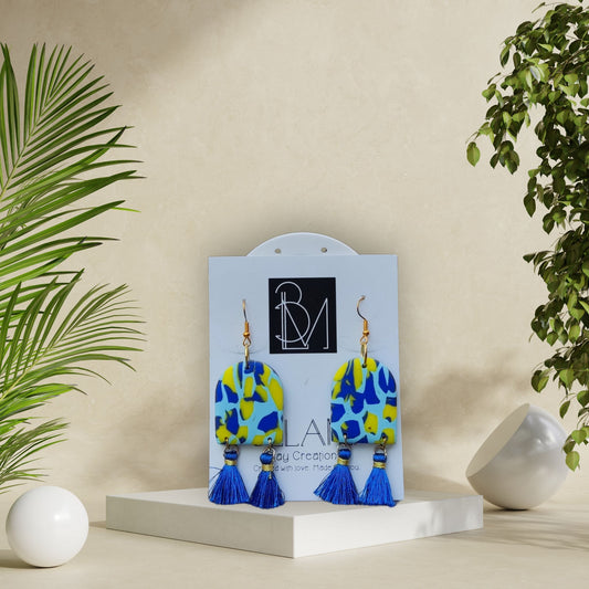 AZURE LEOPARD – Boho Κρεμαστά με Φούντες