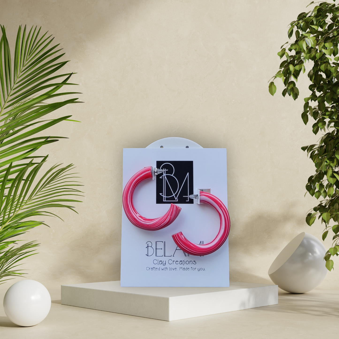 CANDY HOOPS – Statement Ροζ Κρίκοι με Στροβιλισμό