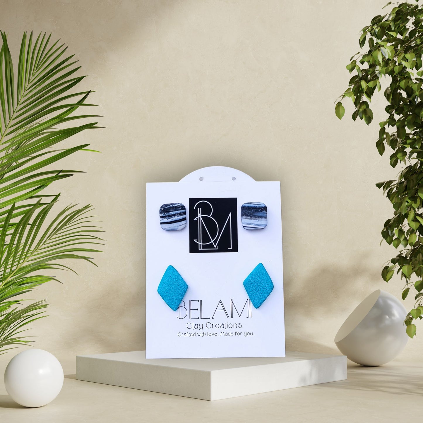 COASTLINE – Σετ καρφωτά με μπλε & ασπρόμαυρο swirl