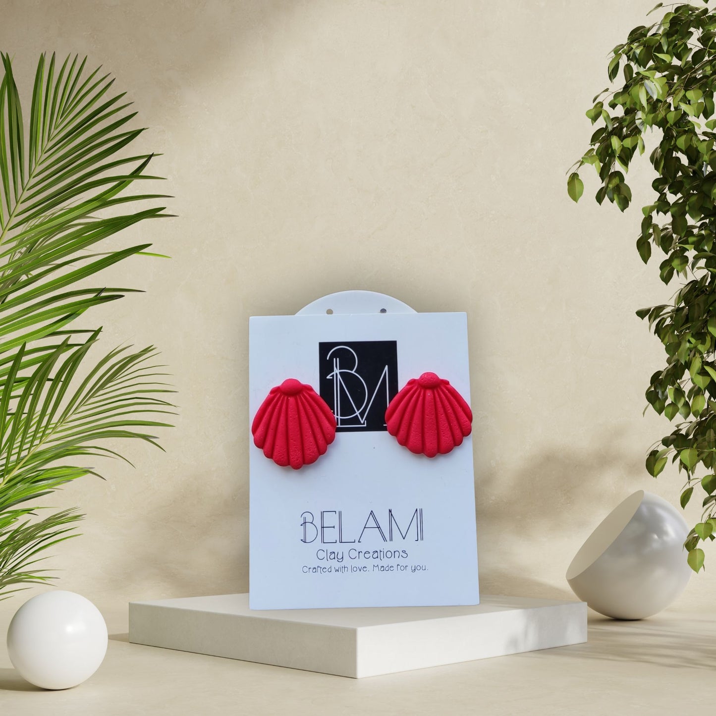 CORAL SHELL – Τολμηρά Καρφωτά Κοχύλια σε Κόκκινο