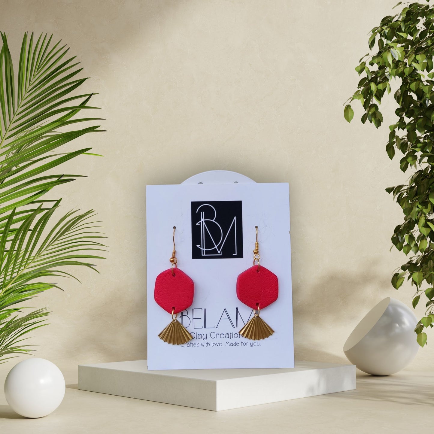 CRIMSON FAN – Κόκκινο Οκτάγωνο με Χρυσό Μεταλλικό Στοιχείο