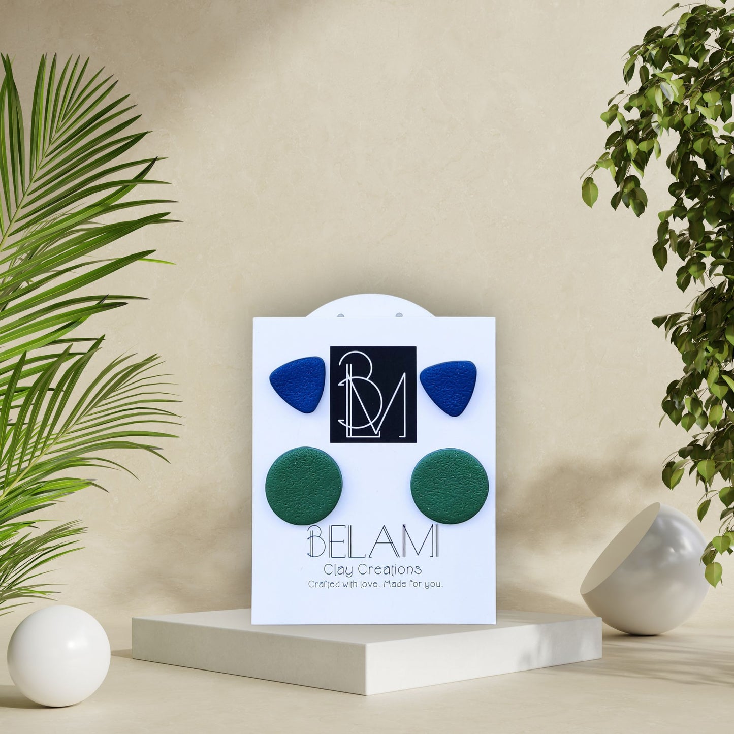 DUO TONES – Σετ με navy τρίγωνα & πράσινους κύκλους