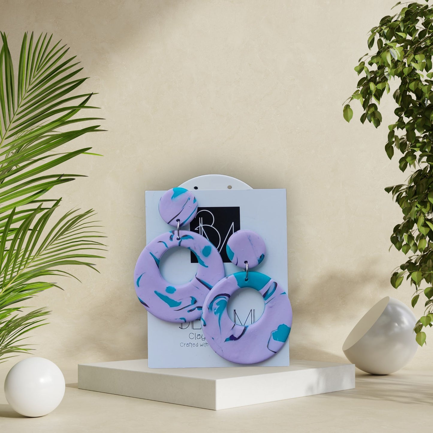 ECLIPSE TWIST – Μοβ & Τιρκουάζ Statement Hoops