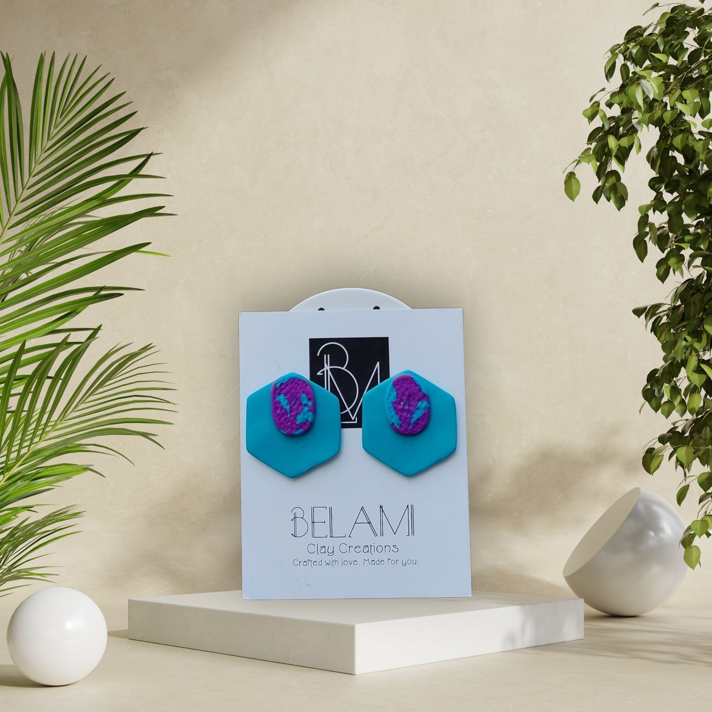 ELECTRIC GEOMETRY – Τυρκουάζ & Μωβ Studs