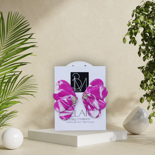GLAM BOW – Φιόγκος σε φούξια με ασημί λεπτομέρειες
