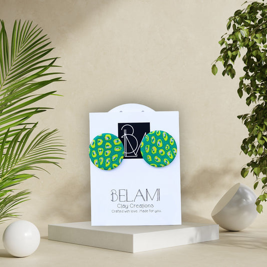 JUNGLE POP – Πράσινα & Κίτρινα Σκουλαρίκια Λεοπάρ