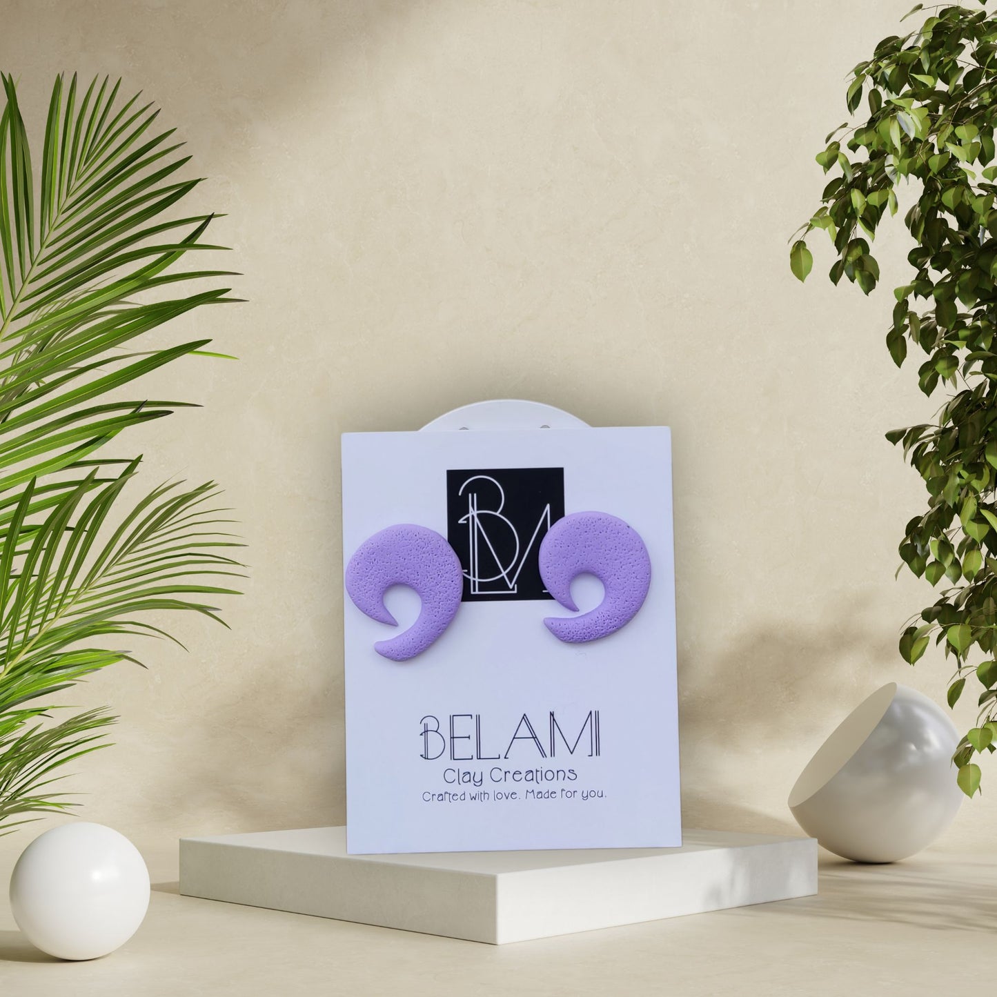 LAVENDER QUOTE – Αφηρημένα Μοβ Σκουλαρίκια