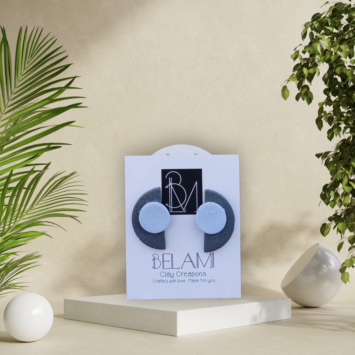 MIDNIGHT ARC – Μπλε & Ανθρακί Σκουλαρίκια