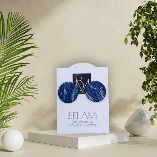 MIDNIGHT SWIRL – Μπλε Στρογγυλά με Μαρμαροειδές Εφέ