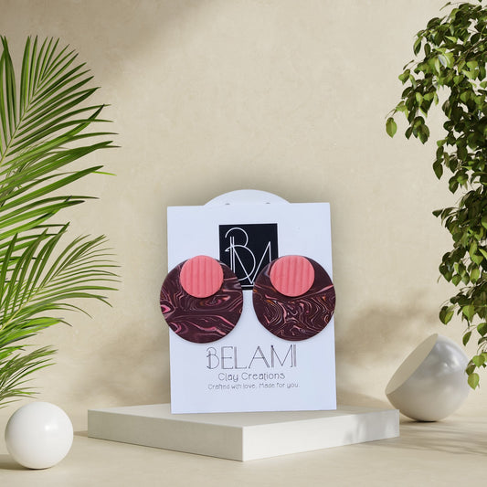 MOLTEN ESSENCE – Σκουλαρίκια με Μαρμάρινο Δαμάσκηνο & Κοραλί
