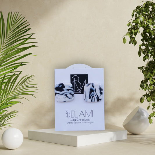 MONO STONE – Τετράγωνα Μαρμάρινα Καρφωτά Σκουλαρίκια