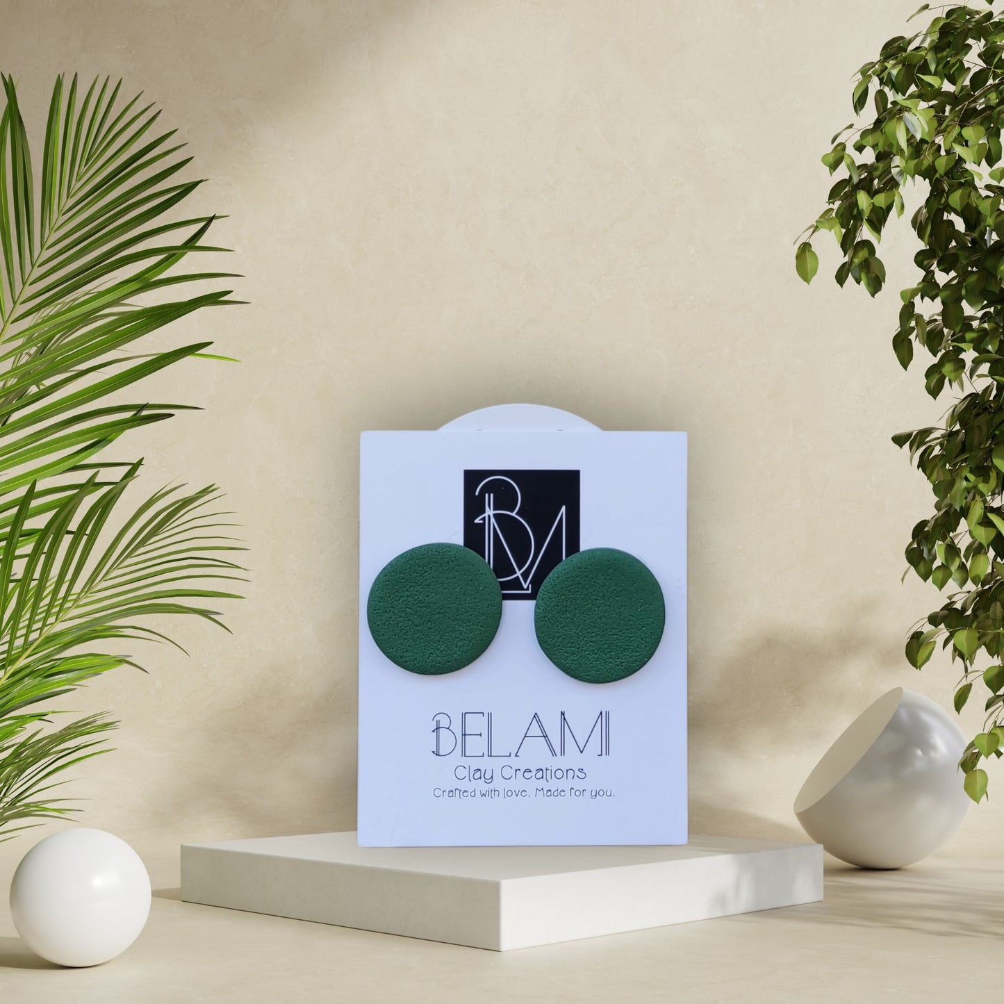 OLIVE CLASSIC – Μίνιμαλ Πράσινα Σκουλαρίκια