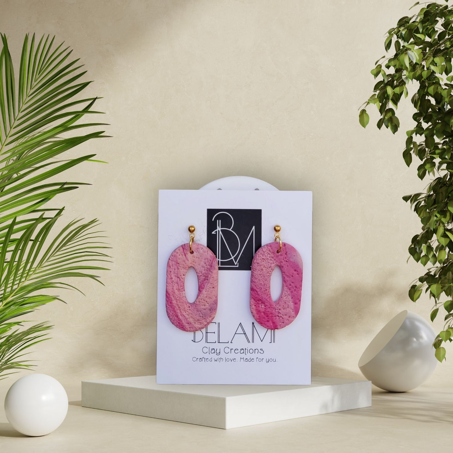 PINK OVALS - in a textured oval shape