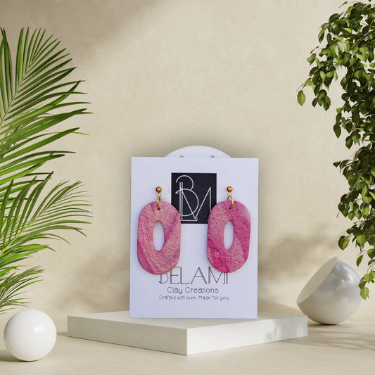 PINK OVALS - in a textured oval shape