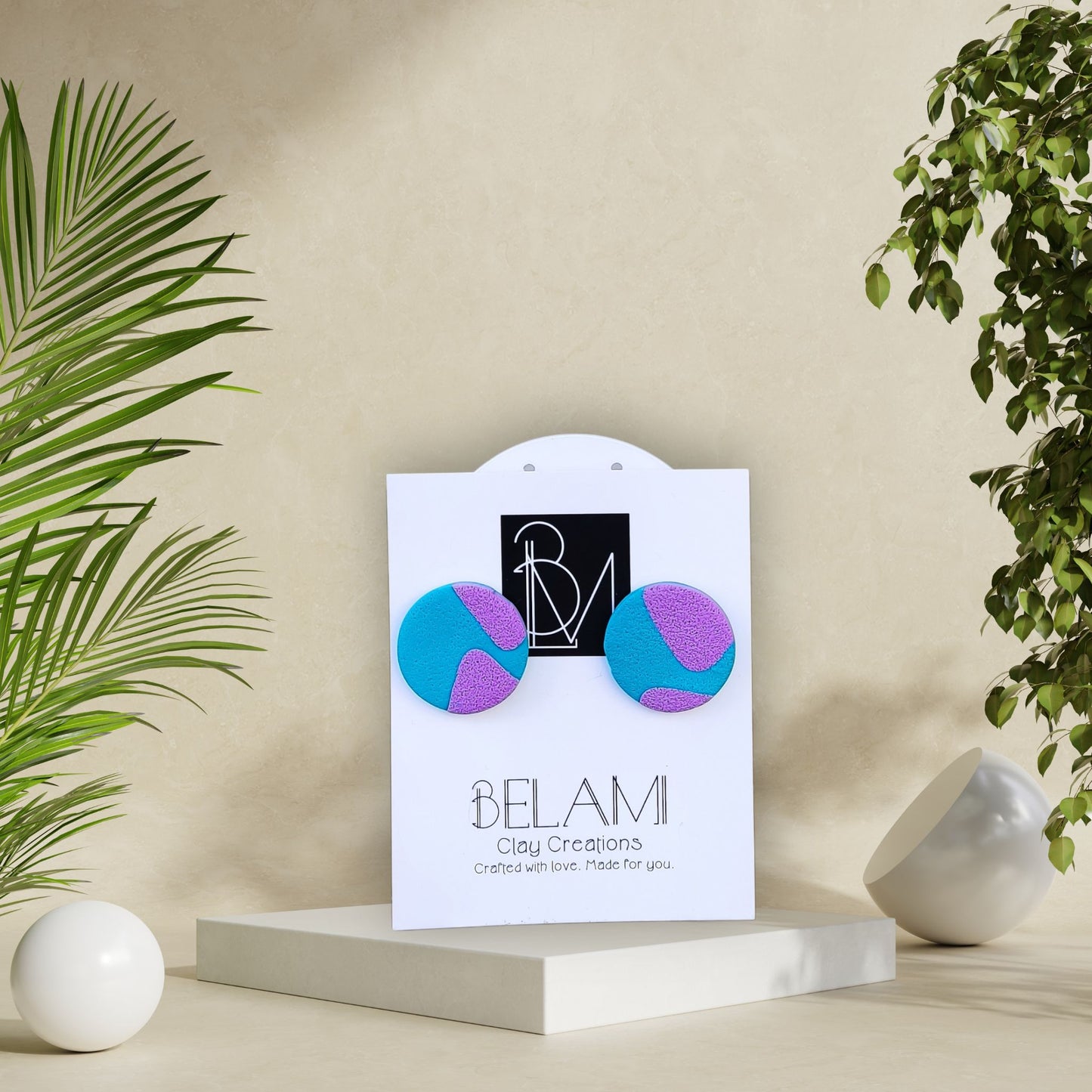 POP SPLASH – Ποπ Καρφωτά Σκουλαρίκια σε Τιρκουάζ & Λιλά