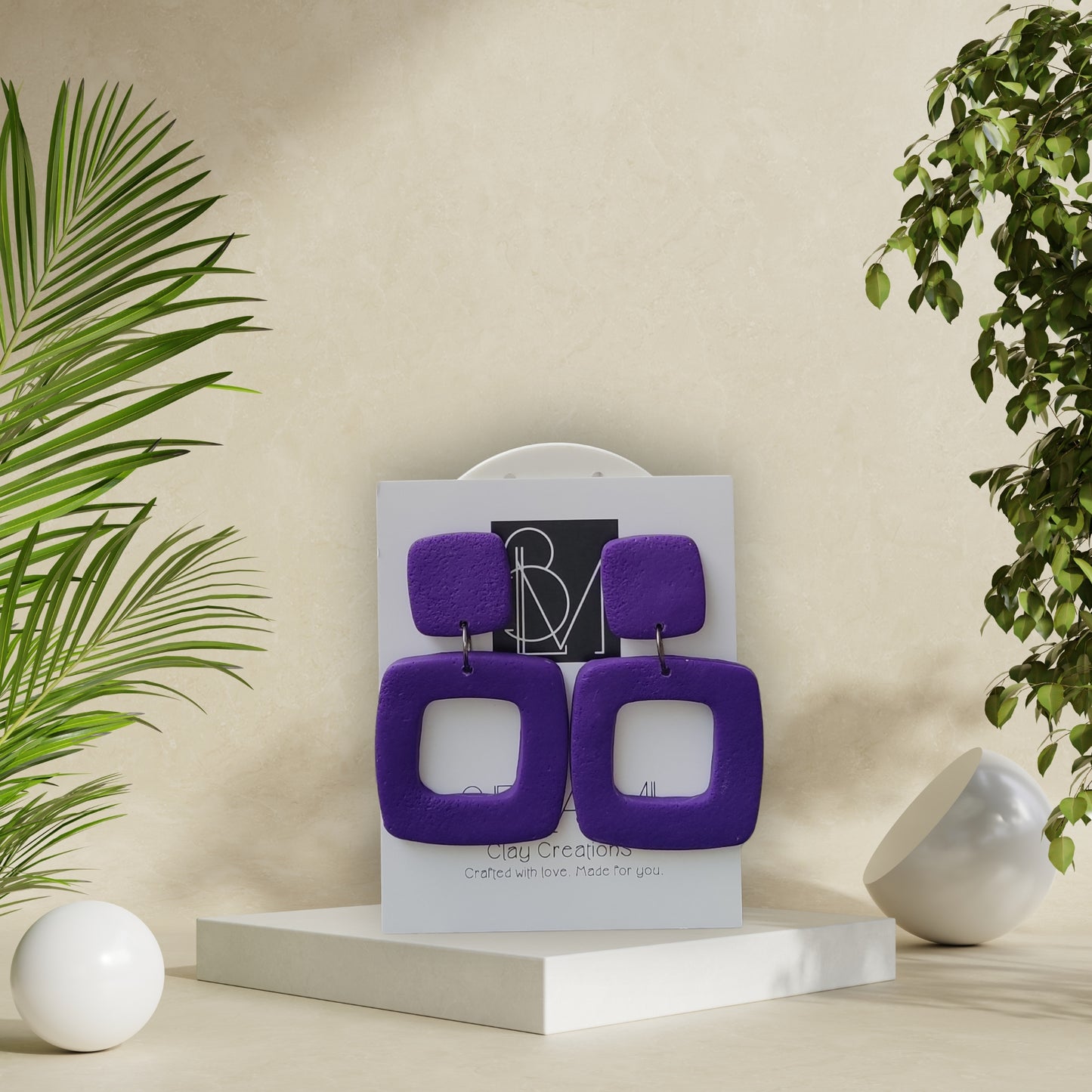 PURPLE VOID – Statement Geometric Earrings