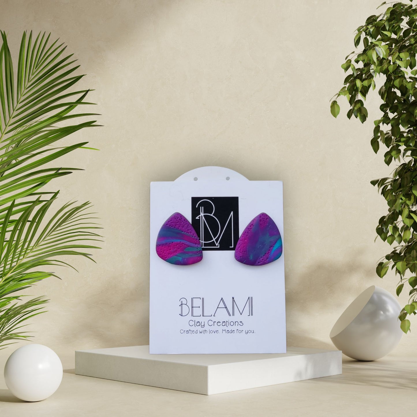 SONIC BLOOM – Σκουλαρίκια καρφάκια σε μωβ–τιρκουάζ swirl