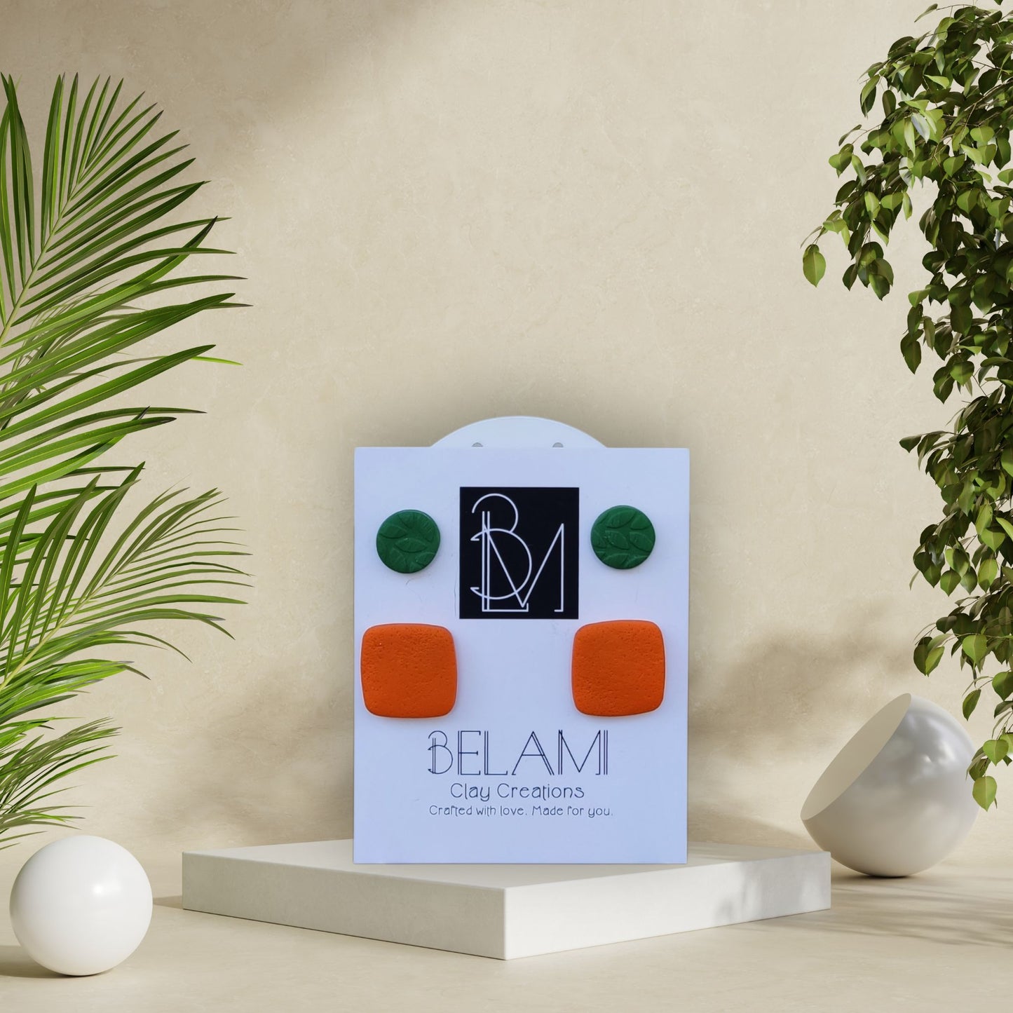 TROPICAL DUO – Σετ Σκουλαρικιών Πράσινο & Πορτοκαλί